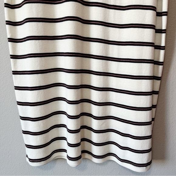 Three Dots Size Medium Striped Long Weekender Tank Dress Midi Ivory NEW - Picture 7 of 13